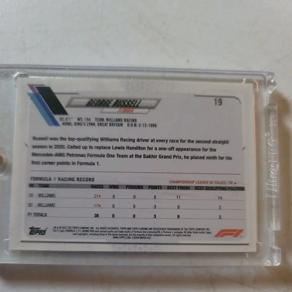 2021 Topps Chrome Formula 1 -F1 Racers George Russell #19 Checker Flag Refractor